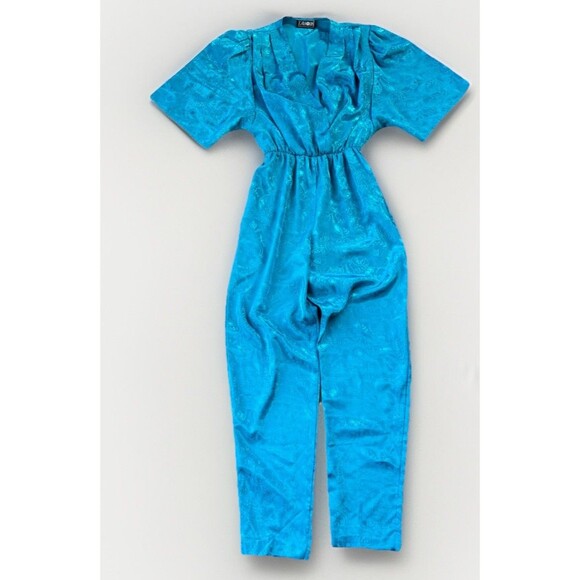 VTG Calhoun Turquoise Floral Jumpsuit Size S - Picture 1 of 7